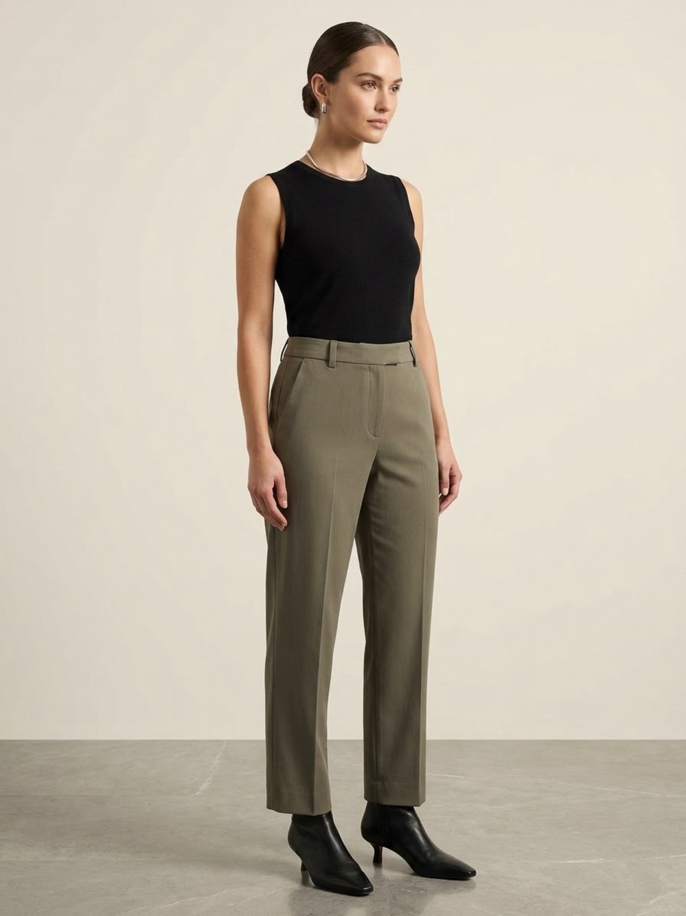 3.1 Phillip Lim Wool Blend Silk Lined Tailored Straight Leg Trousers Olive sz 4